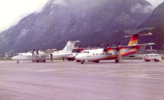 Inex Adria Dash 7 and Tyrolean Dash 7 at Innsbruck airport