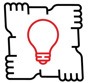 icon of light bulb inside of hand holding box