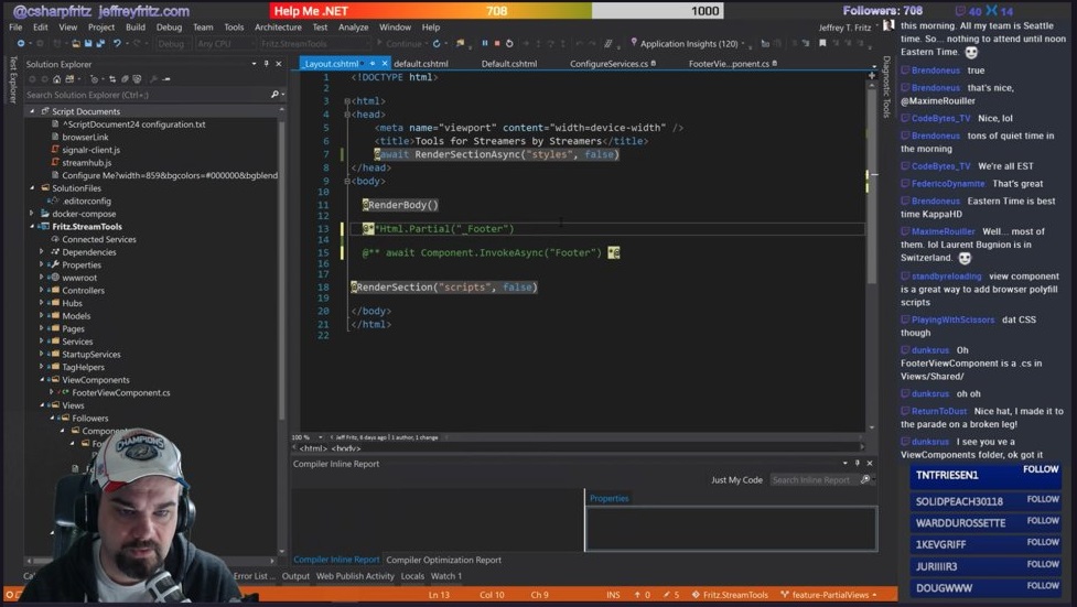 Jeff writing code on stream