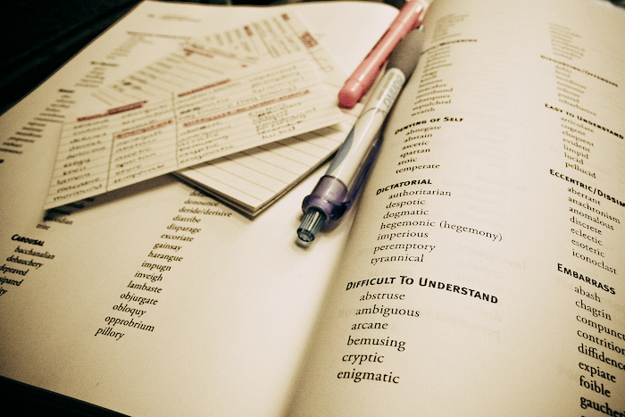Pens and a standardized verbal test.