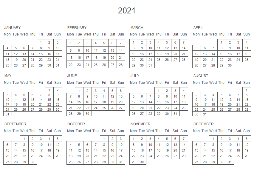 Start the week on Mondays on the calendar