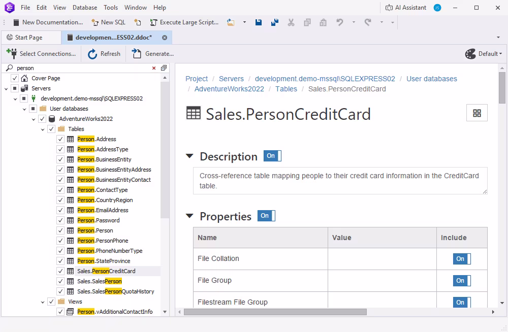 Database object search