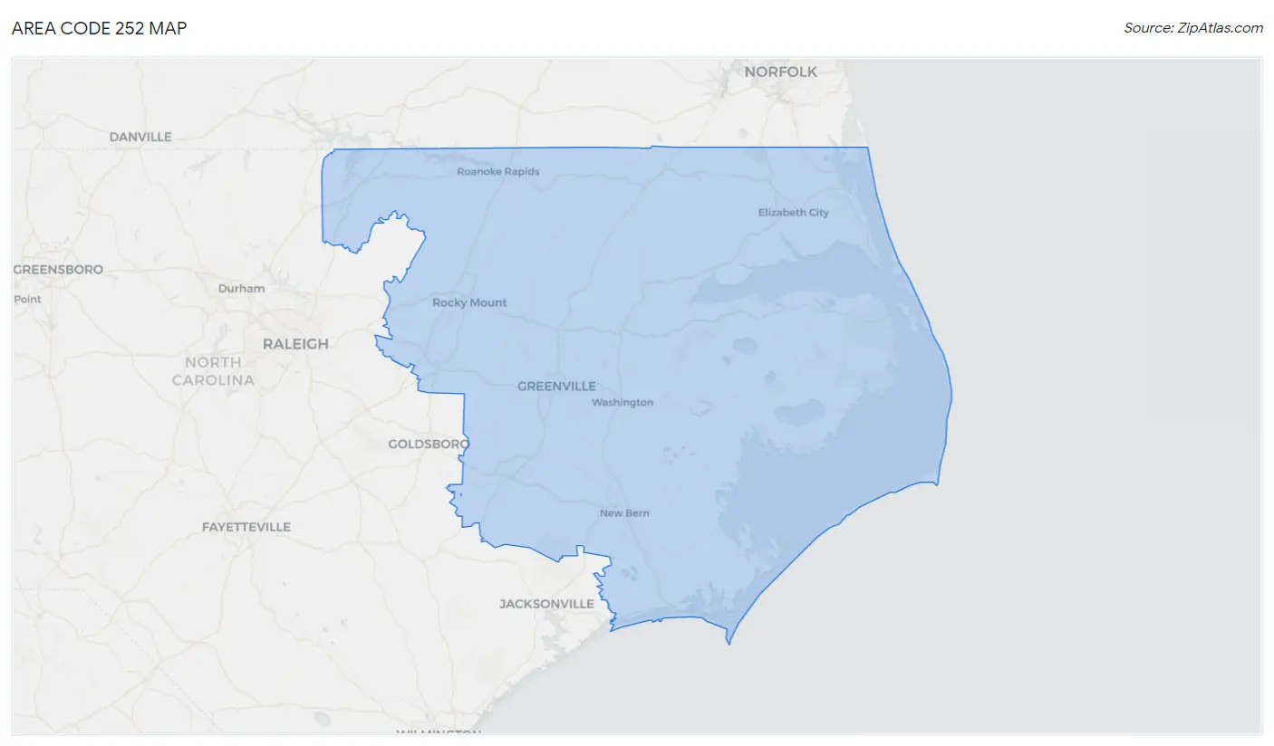 Area Code 252 Map