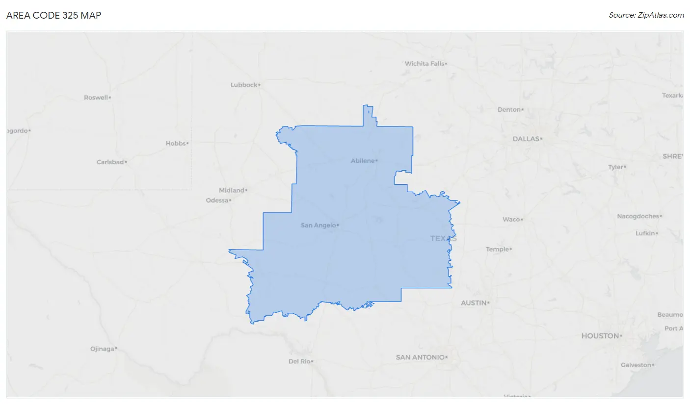 Area Code 325 Map