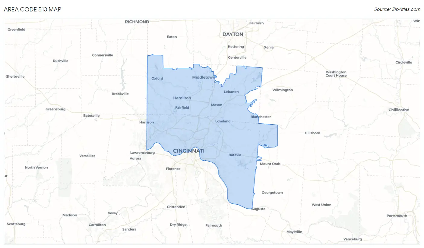 Area Code 513 Map