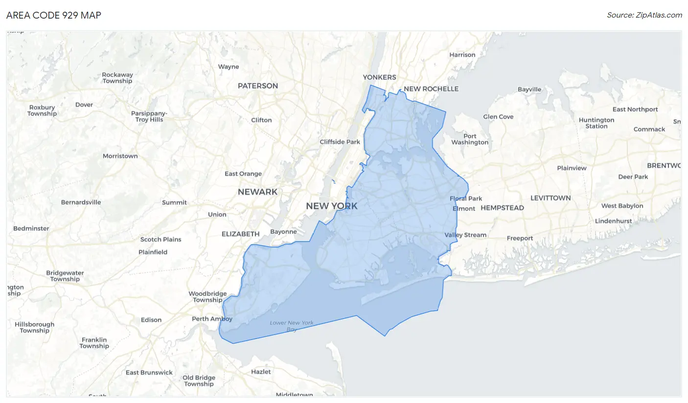 Area Code 929 Map