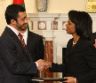 Date: 01/15/2009 Location: Washington, DC Description: Secretary Rice, right, shakes hands with United Arab Emirates Minister of Foreign Affairs Sheikh Abdullah bin Zayed al Nahyan, left, after a signing an agreement on peaceful uses of nuclear energy at the State Department. © AP Photo