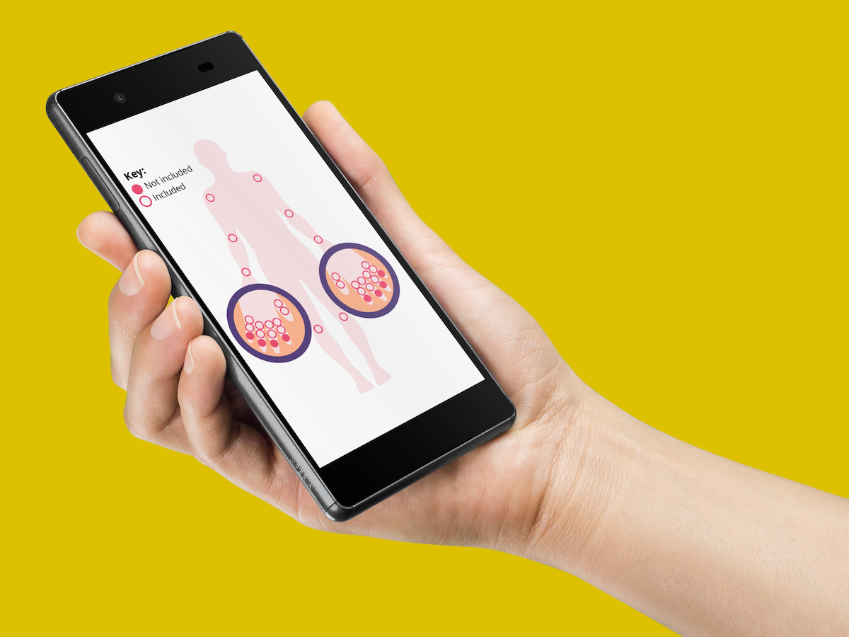 Perspectives and Needs Regarding Remote Monitoring Technologies Among South Asian Individuals Living With Long-Term Conditions in the United Kingdom: Semistructured Interview and Focus Group Study Hand holding smartphone displaying diagram of body with key and magnified cells.