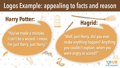Logos example meaning with Harry Potter and Hagrid conversation