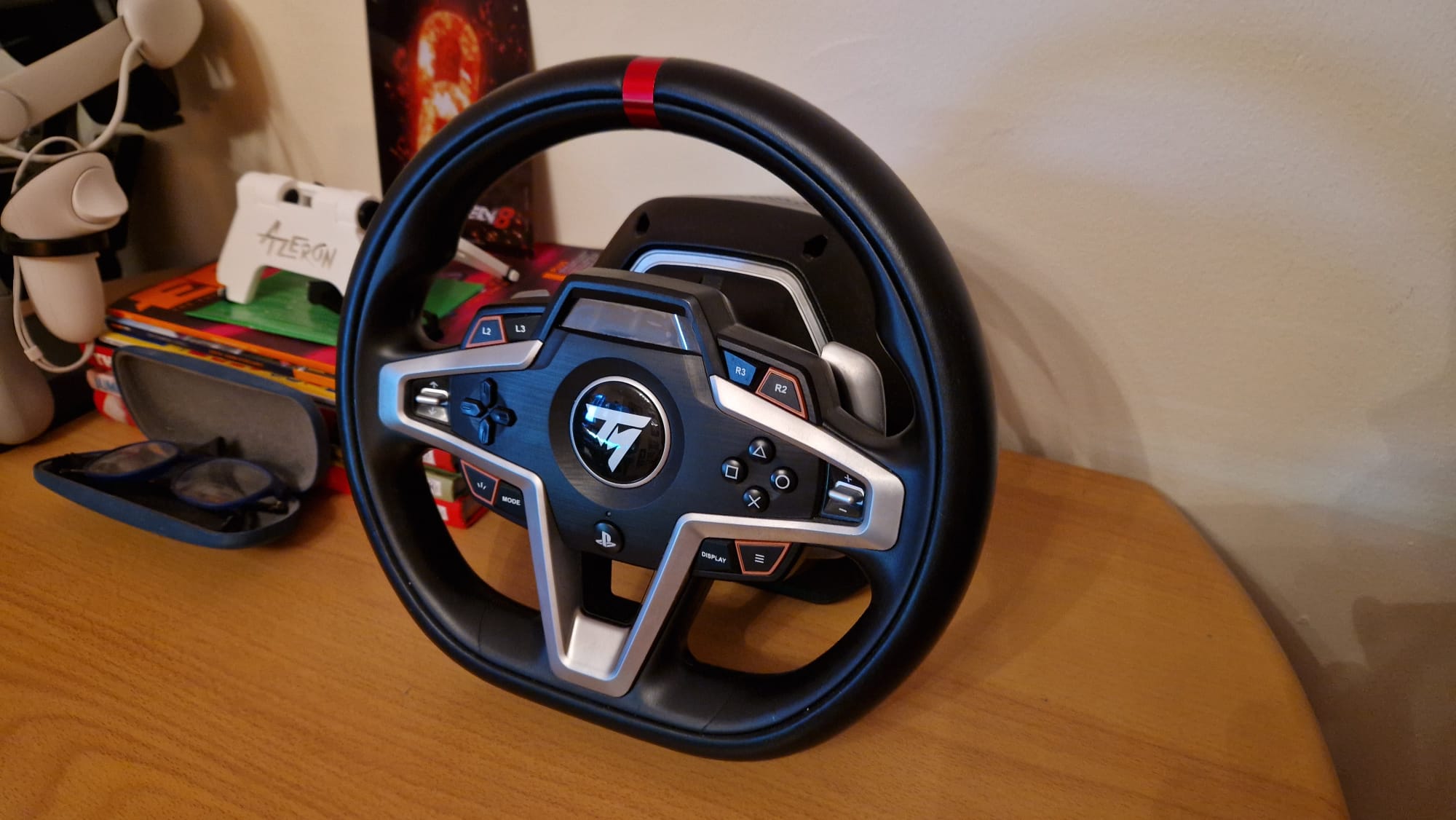Thrustmaster's T248 racing wheel from the side