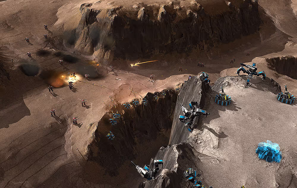 Armada Artillery on high ground, shooting enemy units from afar.