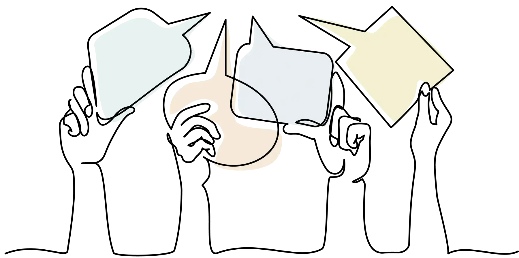 Line drawing of college graduates hoisting ceremonial mortar boards
