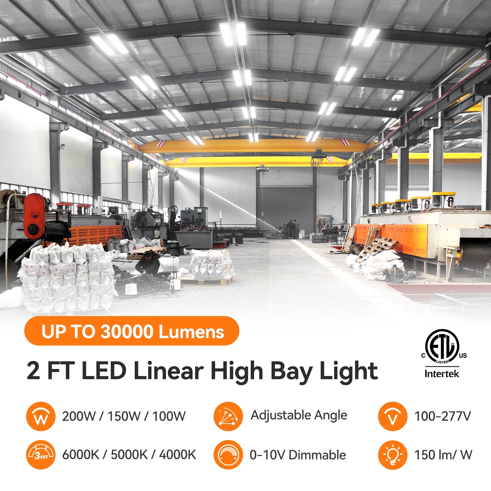 ComiLED 3CCT Linear High Bay 200W/150W/100W 2-Pack