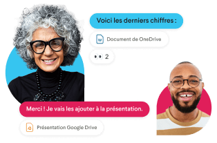 Canal Slack accompagné des photos de profil de membres et de noms de chaînes, comme « équipe design » et « facturation »