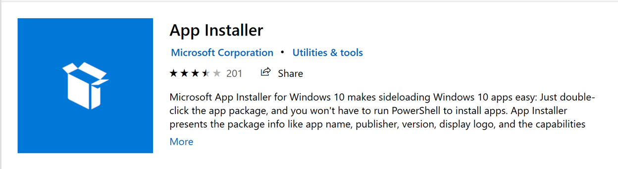 The App Installer in the Microsoft Store