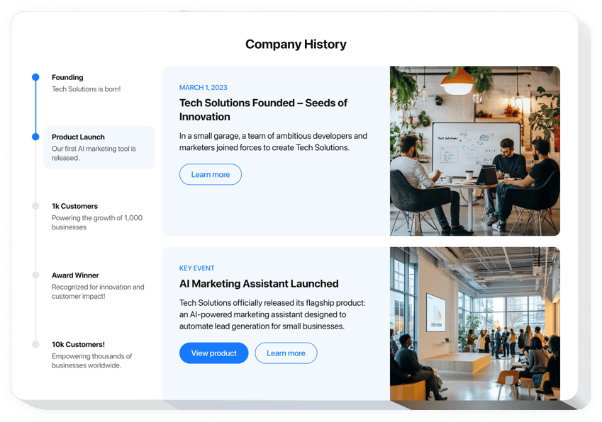 Timeline widget for website