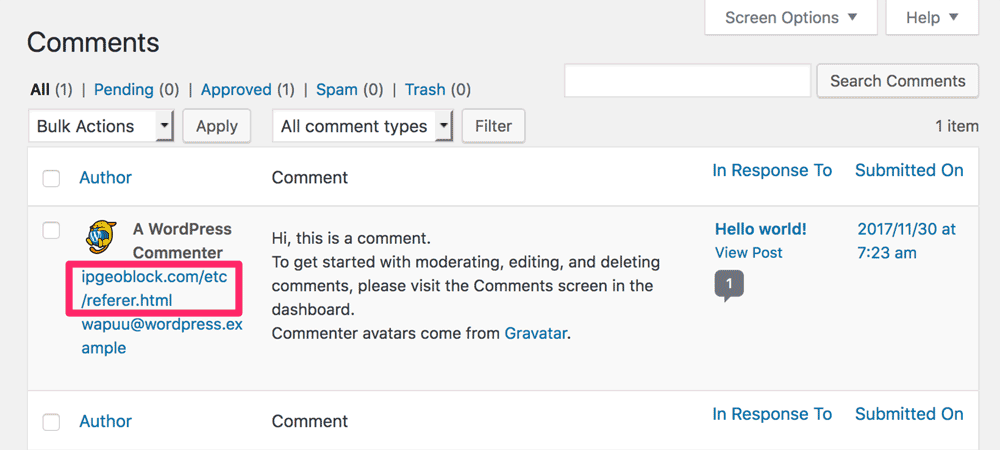 Comments page