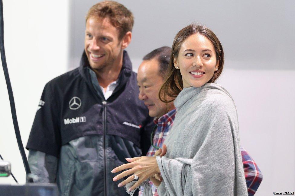 Jenson Button and Jessica Michibata