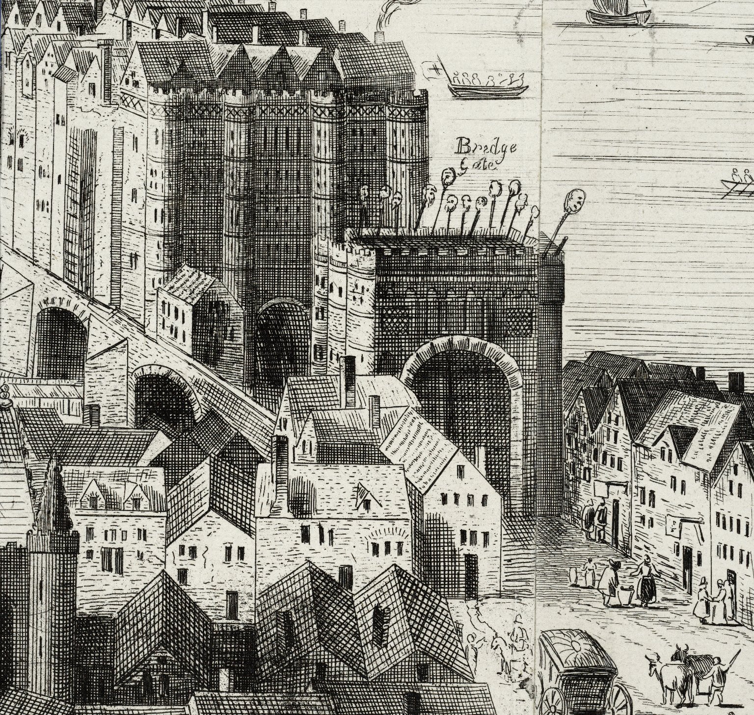 Detail from Claes Jansz. Visscher’s London, reprinted ca. 1885.
MAP L85c no.7 copy 3 (Digital Image File 12941). Used by permission of the Folger Shakespeare Library
under a CC BY-SA 4.0 license. Detail from Claes Jansz. Visscher’s London, reprinted ca. 1885.
MAP L85c no.7 copy 3 (Digital Image File 12941). Used by permission of the Folger Shakespeare Library
under a CC BY-SA 4.0 license.