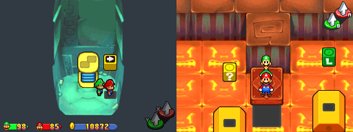 Seventeenth and eighteenth blocks in Thwomp Caverns of the Mario & Luigi: Partners in Time.
