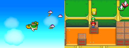 First block in Koopa Cruiser of the Mario & Luigi: Partners in Time.