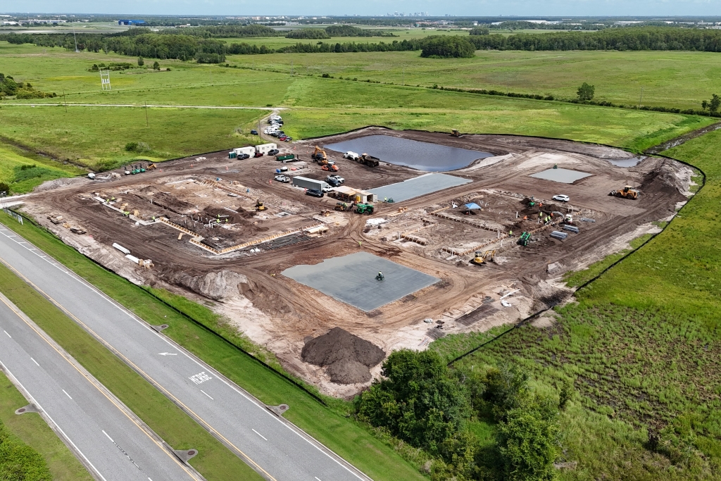 Bird's-eye view of Lake Nona branch construction site.