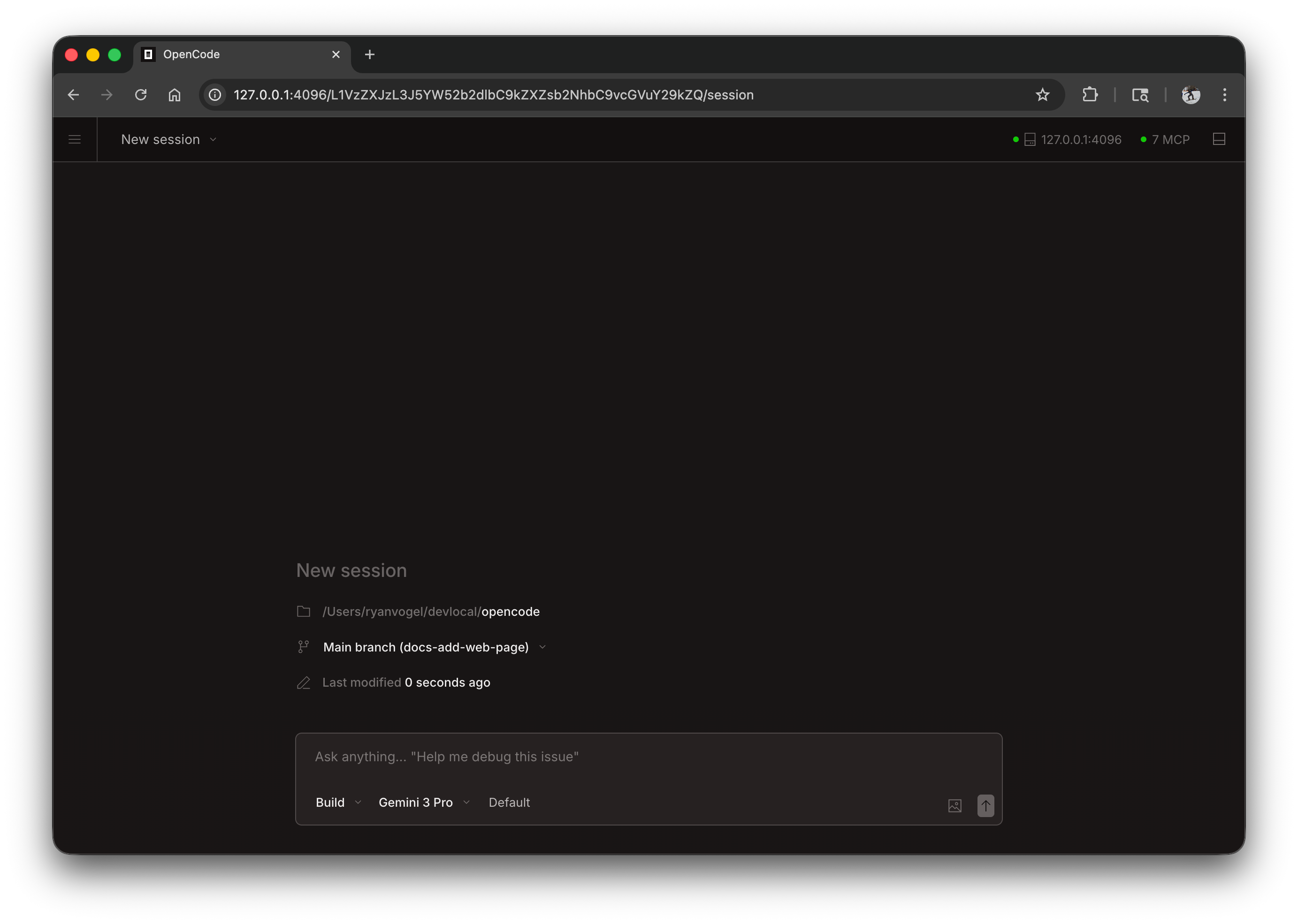 opencode Web - Yeni Oturum