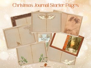 Christmas Junk Journal Starter Pages - Set of 8 in warm tones