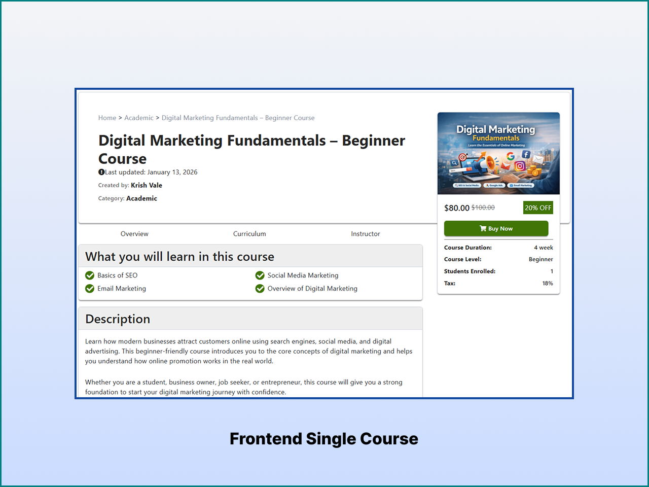 Frontend Single Course Page Design