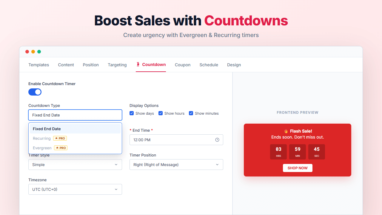 Boost Sales with Countdowns - Create urgency with Evergreen & Recurring timers
