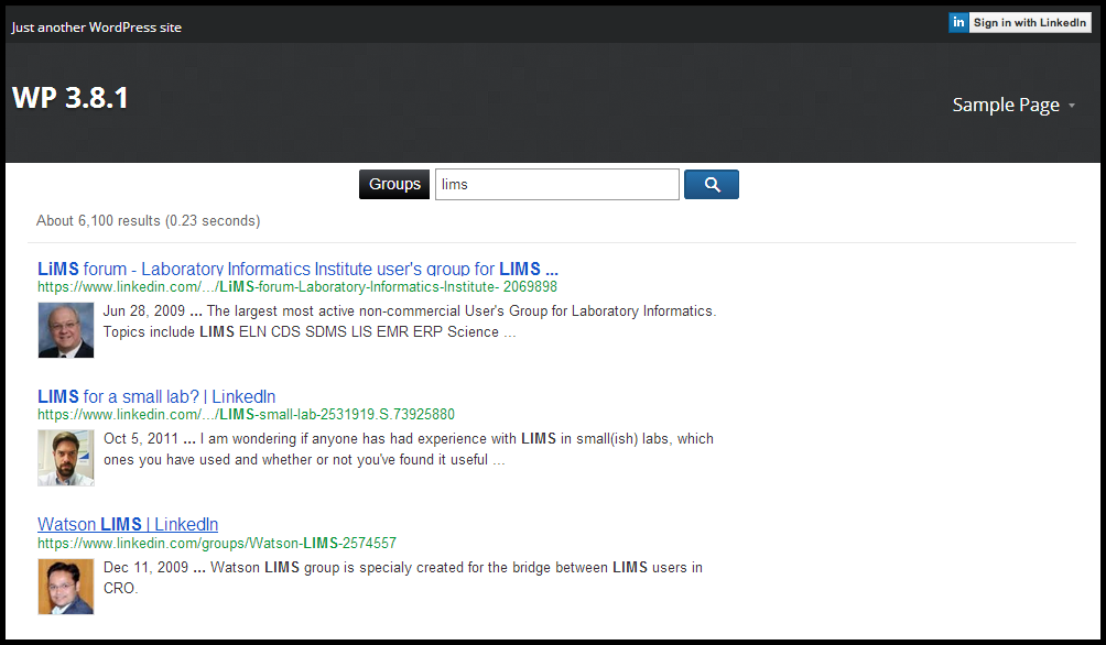 Default rendering of search results