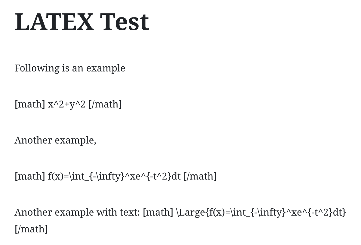 When you write LaTeX syntax in your post