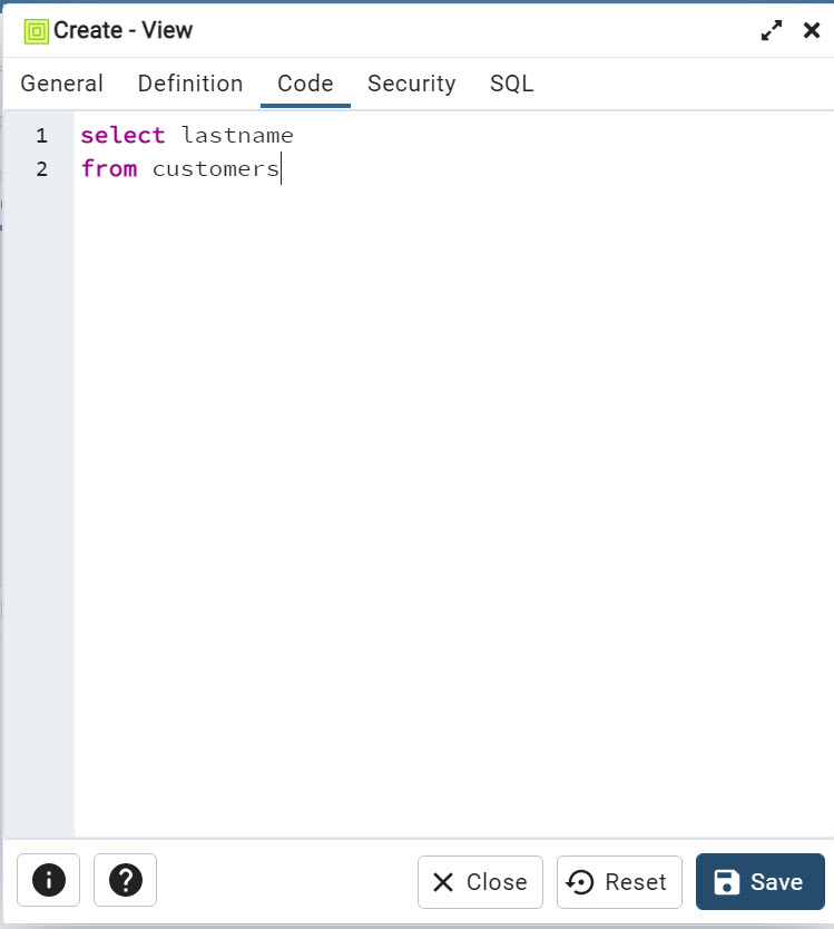Create - View - Code