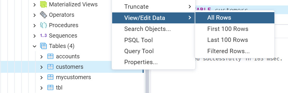 Edit view's data
