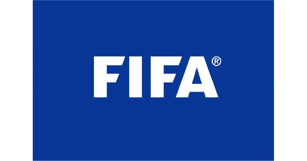 FIFA logo in bold white letters on royal-blue background
