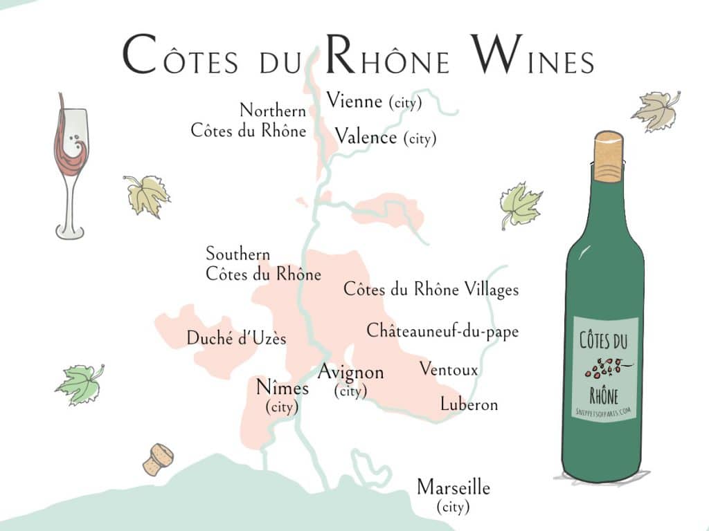 Aix-en-Provence: Art, history & travel in southern France 4 Map of Cotes du Rhone Wine Region in France