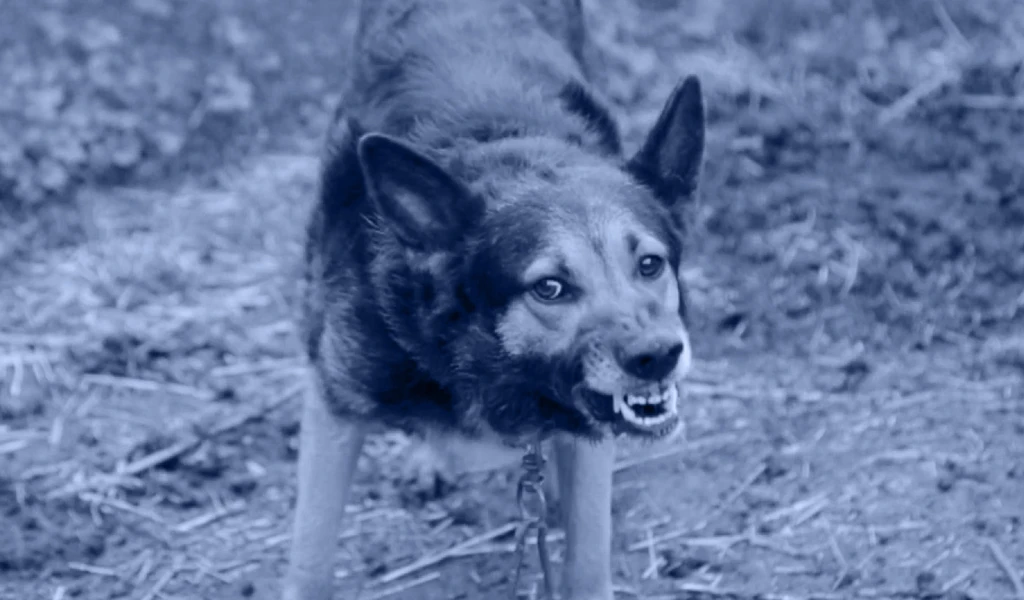 angry dog growling at camera