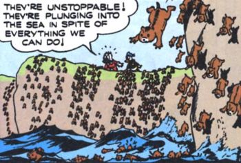Suicidal Lemmings (trope)