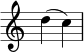 {
\override Score.TimeSignature #'stencil = ##f
\relative c'' {
\time 2/4
d4( c)
}
}