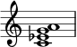{
\override Score.TimeSignature #'stencil = ##f
\relative c' {
\time 4/4
<c es g a>1
}
}