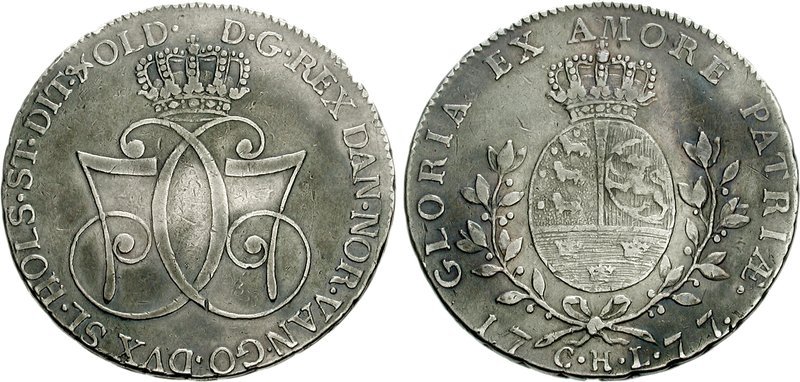 Speciedaler of Denmark, bearing the double C7 monogram of Christian VII