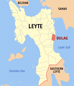 Mapa sa Leyte nga nagpakita kon asa nahimutang ang Dulag