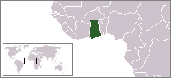 Geografisk plassering av Ghana
