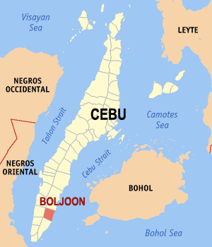 Mapa sa Sugbo nga nagapakita kon asa nahamutangan ang Boljoon