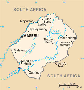 Lesotho - Mappa