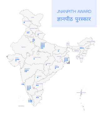 Jnanpith Award visualization on map