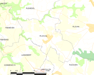 Poziția localității Pludual