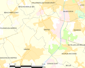 Poziția localității Santes