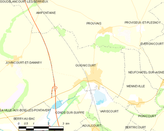 Poziția localității Guignicourt
