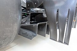 A tire and small winglets forming a diffuser.